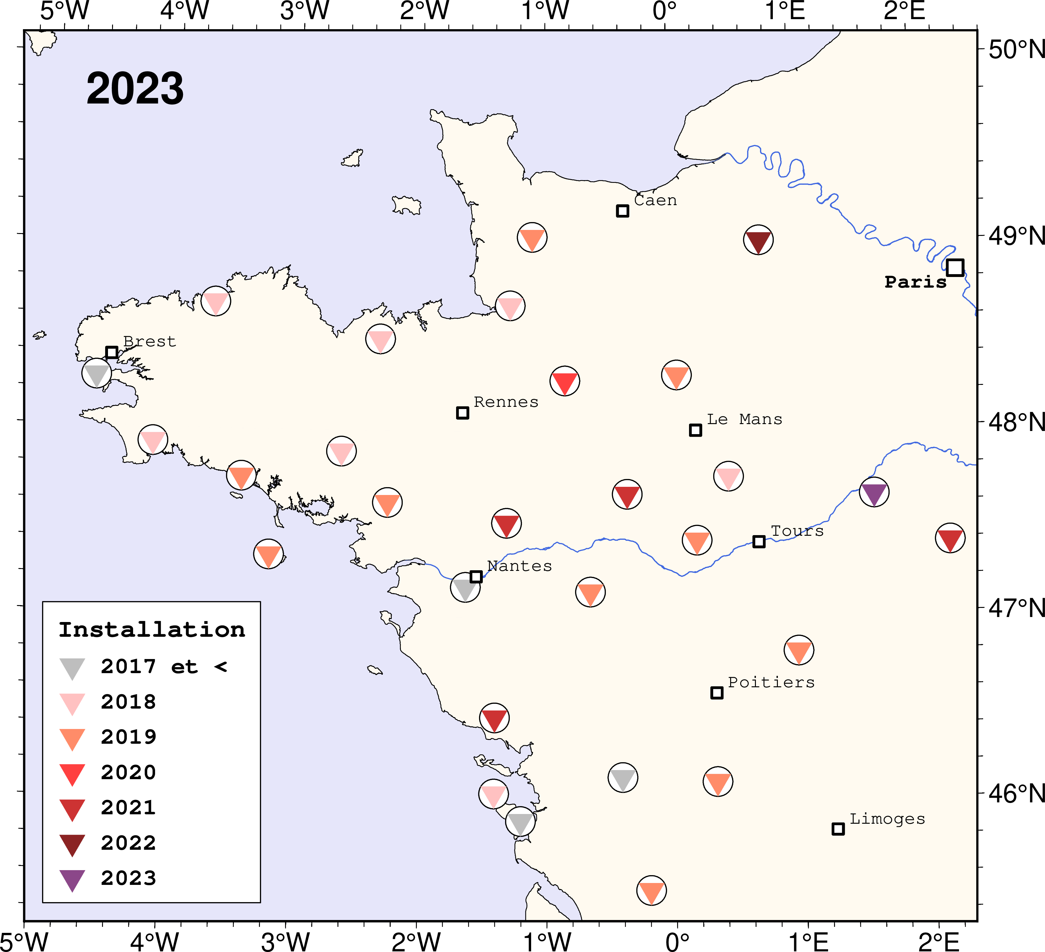 Carte des stations Osuna au 30 novembre 2023